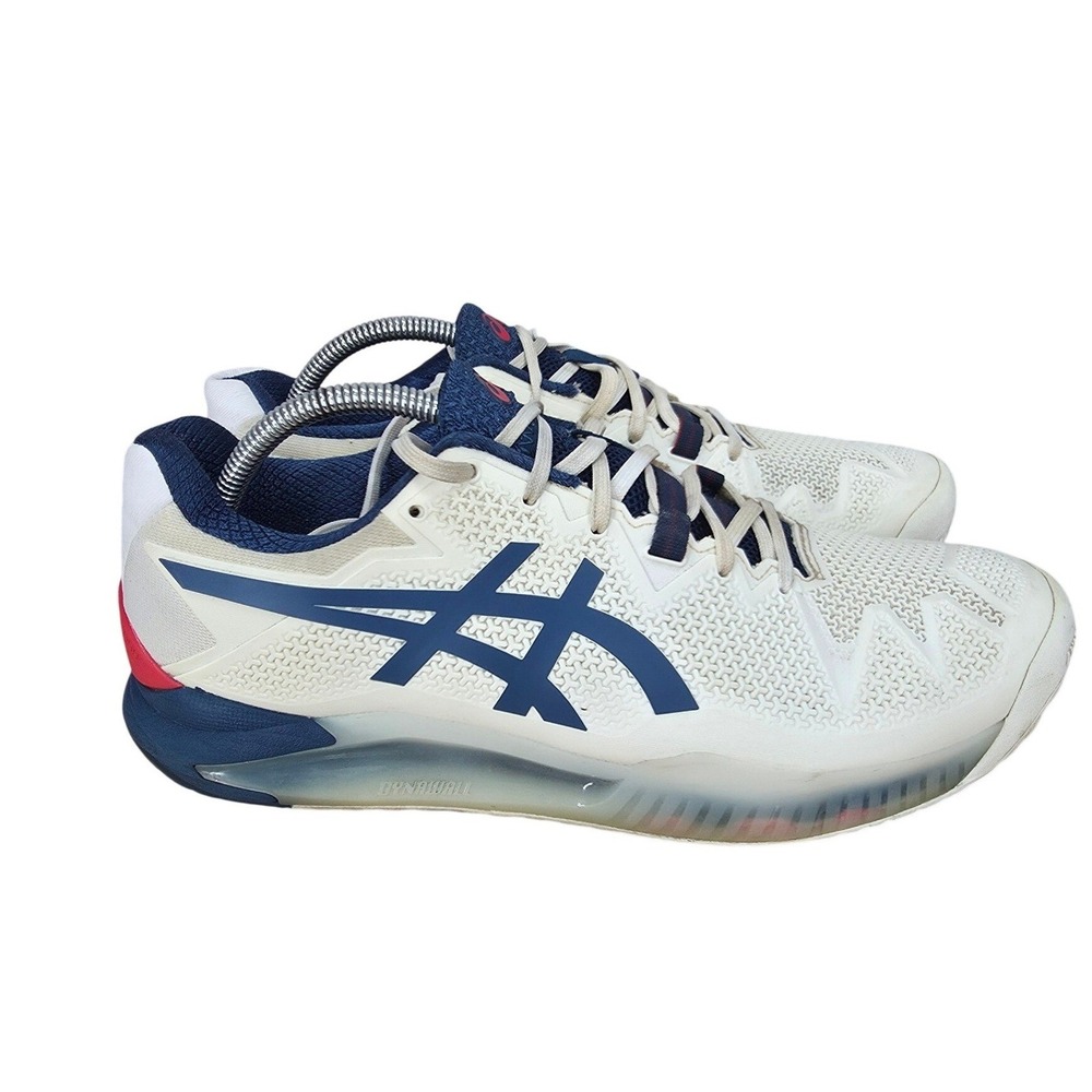 Asics Gel-Resolution 8 Tennis Shoes Mens 10 Wide White Blue Pickle Ball 1041A113